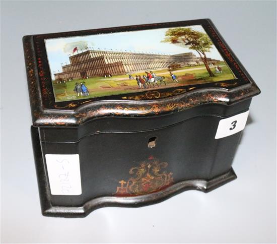 A Victorian Great Exhibition 1851 papier mache tea caddy